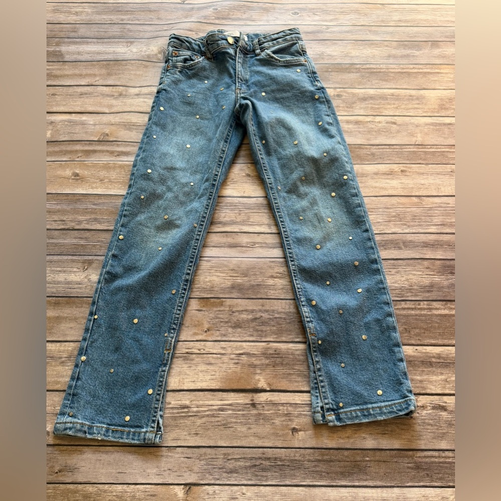 Zara Blue Studded Flare Jeans